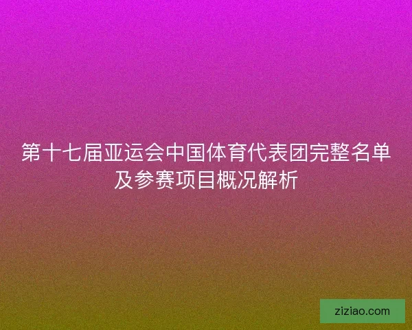 第十七届亚运会中国体育代表团完整名单及参赛项目概况解析