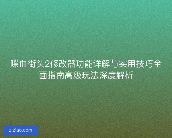 喋血街头2修改器功能详解与实用技巧全面指南高级玩法深度解析 喋血街头2修改器功能详解与实用技巧全面指南高级玩法深度解析