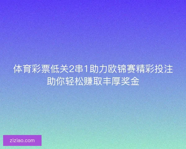 体育彩票低关2串1助力欧锦赛精彩投注助你轻松赚取丰厚奖金